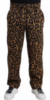 Brown Leopard Print Polyester Jogger Pants 1