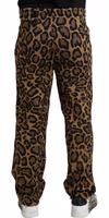 Brown Leopard Print Polyester Jogger Pants 2