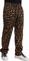 Brown Leopard Print Polyester Jogger Pants 3