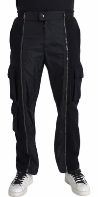Black Cotton Blend Skinny Pants