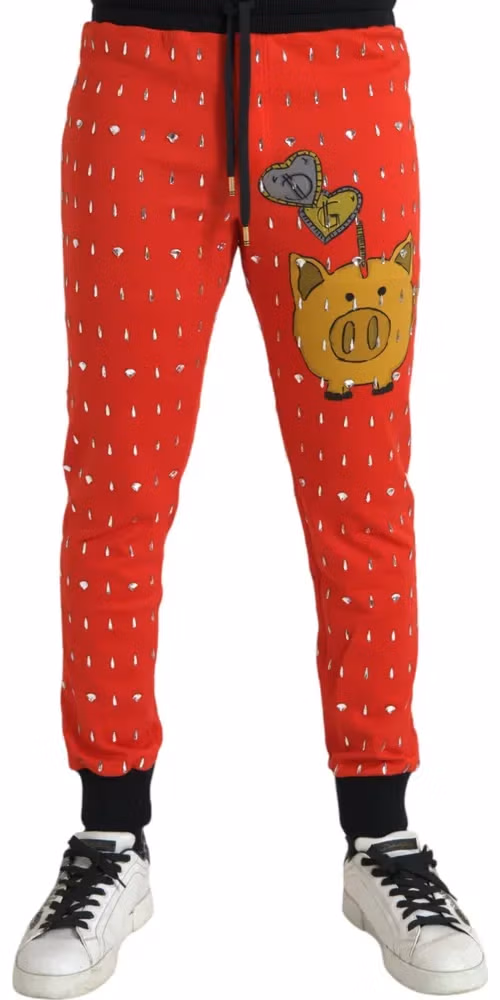 Red Year Of The Pig Jogger Sweatpants Pants