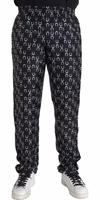 Black Horseshoe Print Silk Pants 1