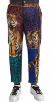Multicolor Tiger Leopard Cotton Loose Tapered Pants 1