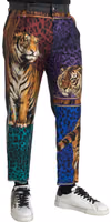 Multicolor Tiger Leopard Cotton Loose Tapered Pants 2