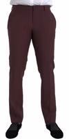Maroon Wool Men Slim Fit Dress Pants 1