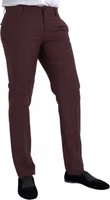 Maroon Wool Men Slim Fit Dress Pants 2