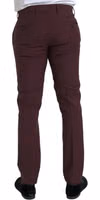 Maroon Wool Men Slim Fit Dress Pants 3