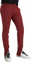 Red Wool Men Slim Fit Dress Pants 2