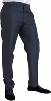 Blue Wool Men Skinny Dress Pants 2