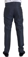 Blue Wool Men Skinny Dress Pants 3