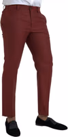 Maroon Wool Men Skinny Dress Pants 2