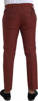 Maroon Wool Men Skinny Dress Pants 3