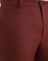 Maroon Wool Men Skinny Dress Pants 4