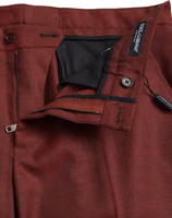Maroon Wool Men Skinny Dress Pants 5