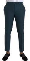 Green Wool Skinny Slim Dress Pants 1