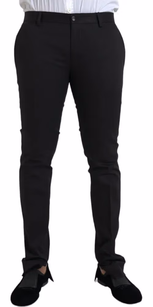 Black Cotton Stretch Skinny Dress Pants