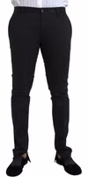 Black Cotton Stretch Skinny Dress Pants 1
