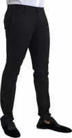 Black Cotton Stretch Skinny Dress Pants 2