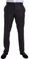 Black Wool Silk Skinny Dress Pants 1