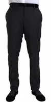 Black Silk Men Skinny Dress Pants 1