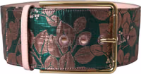 Multicolor Floral Jacquard Lurex Gold Buckle Belt 1
