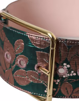Multicolor Floral Jacquard Lurex Gold Buckle Belt 4