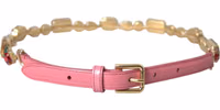 Pink Leather Crystal Chain Embellished Belt 1