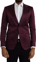 Maroon Silk Single Breasted Coat Blazer 1