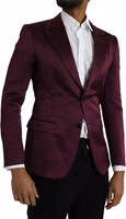 Maroon Silk Single Breasted Coat Blazer 2