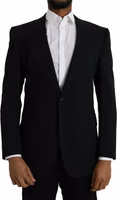 Black Wool Peak Single Breasted Coat Blazer 1