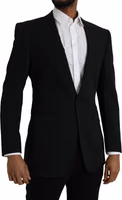 Black Wool Peak Single Breasted Coat Blazer 2