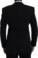 Black Wool Peak Single Breasted Coat Blazer 3