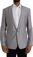 Gray Wool Peak Single Breasted Coat Blazer 1