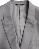 Gray Wool Peak Single Breasted Coat Blazer 5