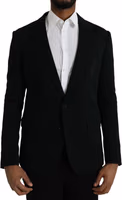 Black Wool Notch Single Breasted Coat Blazer 1