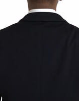 Black Wool Notch Single Breasted Coat Blazer 3