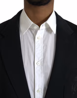 Black Wool Notch Single Breasted Coat Blazer 4
