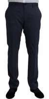 Blue Wool Slim Fit Dress Formal Pants 1