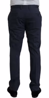 Blue Wool Slim Fit Dress Formal Pants 3