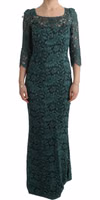 Green Floral Crystal Ricamo Sheath Dress 1