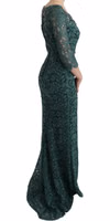 Green Floral Crystal Ricamo Sheath Dress 4