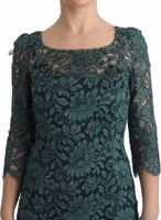 Green Floral Crystal Ricamo Sheath Dress 5