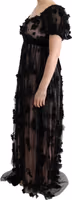 Black Pink Silk Applique Shift Dress 2