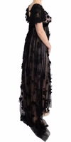 Black Pink Silk Applique Shift Dress 4