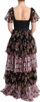 Multicolor Silk Stretch Floral Shift Long Dress 3
