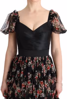 Multicolor Silk Stretch Floral Shift Long Dress 5