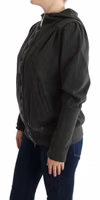 Gray Top Hooded Cotton Zipper Sweater 2