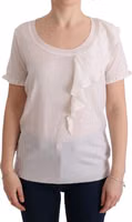 White 100% Lana Wool Top Blouse T-shirt 1