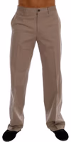 Beige Cotton Stretch Chinos Pants 1