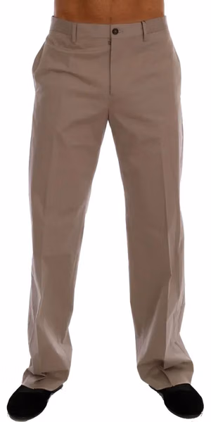 Beige Cotton Stretch Chinos Pants